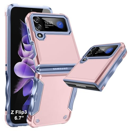 Coque de protection pour Samsung Galaxy Z Flip 3 5G - Texture élégante antidérapante Galaxy Z Flip3 - En TPU rigide - PC rigide - Anti-chocs - Pour téléphone portable Samsung Z Flip 3 - Rose