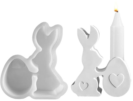 Silikonformen Gießformen Ostern, Silikonform Ostern, 3D Hase Silikonform Kerzenhalter Gießformen Silikon Ostern Gipsformen zum Gießen, Silikon Gießform Kerzenhalter für Osterdeko DIY Handwerk