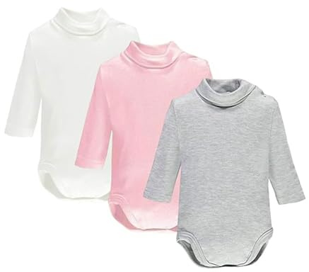 Moda Egidio Body Lupetto Ellepi Caldo Cotone Manica Lunga Unisex (Bianco Rosa Grigio, 3 anni)