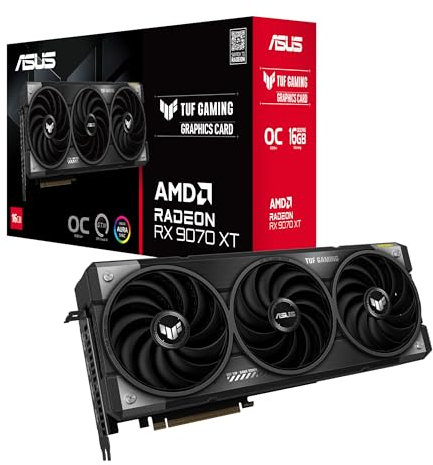 ASUS TUF Gaming Radeon RX 9070 XT OC Edition 16GB GDDR6 Gaming Graphics Card (PCIe® 5.0, 16GB GDDR6, HDMI/DP 2.1, 3.125-slot, Military-Grade Components, Protective PCB Coating, axial-tech Fans)
