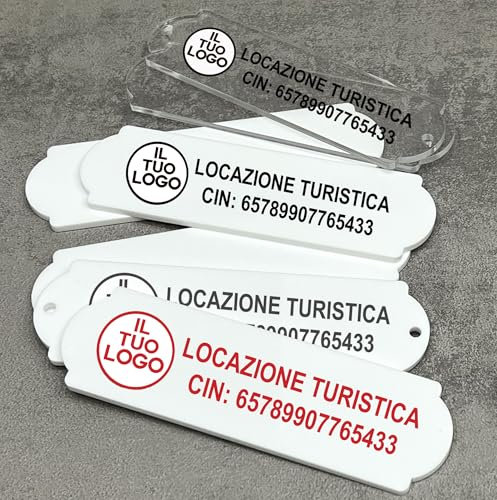Mr Pubblicità - Targhetta personalizzata codice CIN, Cartello per locazione turistica, B&B, bed and breakfast, case vacanza (integrazione CIR), Targa personalizzata con Logo + Testo + CIN