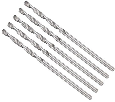METALLIXITY Drill Bit (1mm) 5Pcs, 4241 High-Speed Steel Straight Shank 118° Uncoated Bright Finish Drill Bit for Wood Plastic Iron Copper Aluminum Low Soft Metal