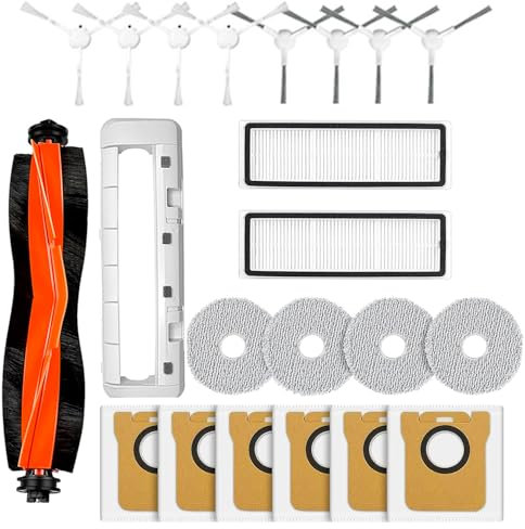 Accessoires pour Xiaomi X20+/ X10+ Plus, Dreame L10s Ultra/L10 Ultra/L10 Prime Robot 1 Brosse Principale, 2 HEPA Filtres, 4 Serpillères, 6 Sacs à poussière, 8 Brosses latérales,1 Couvercle KIT
