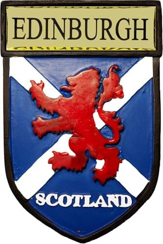 I LUV LTD Edinburgh Fridge Magnet, Scotland Saltire Flag Design, Resin Magnet with Lion Rampant on Shield, Scottish Gifts