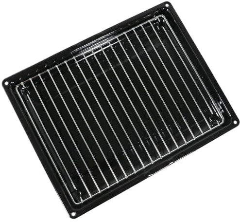 SPARES2GO Small Baking Roasting Tray Grill Pan for Hotpoint, fits Indesit Oven Cooker + Insert Grid Stand (355mm x 280mm)