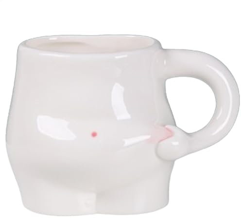 Ceramic Fat Belly Mug - Handmade Coffee Mug, Funny Tea Cups | Round Pottery Tech, Comfortable Handle for Rustic Aesthetic Drinks, Microwave Safe Dish Cup for Home