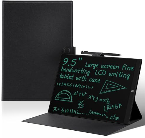 Tableta de escritura LCD para adultos: 9.5 pulgadas con funda | Tablero de dibujo reutilizable, bloc de escritura borrable, portátil, para oficina, estudio, enseñanza