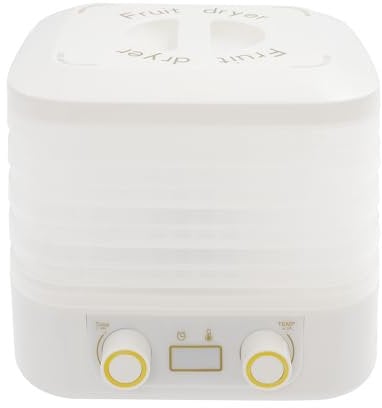 Lebensmittel Dörrgerät 5 Etagen, 160W mit 360° Heißluft, Temperaturregelung 35-70°C, Timer 1-48h, geräuscharm (≤50dB) für Obst/Fleisch/Kräuter