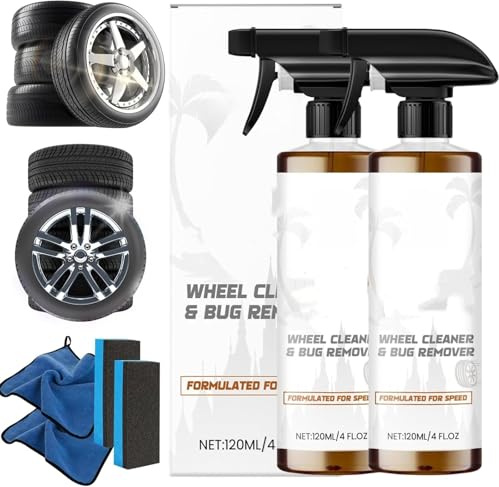 Nicetopu Leistungsstarkes Felgen- und Reifenreiniger-Spray, 120 ml BrakeBomber Schaum für Felgen & Reifen All-in-One Autoreifenglanzspray & Felgenreiniger, für verschiedene Autos (2)