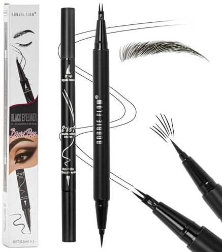 2-in-1 Doppelseitiger Microblading Augenbrauenstift Wasserfest,Gebogener Eyebrow Pencil für Augenbrauenfarbe,Natürliche Augenbrauen kreieren (Schwarz)