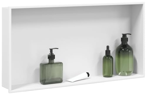 Tomostar Niche de Douche Encastrée, Niche Murale Douche Étagère Encastrable Salle de Bain Blanc Mat 62x32x9 cm Acier Inoxydable