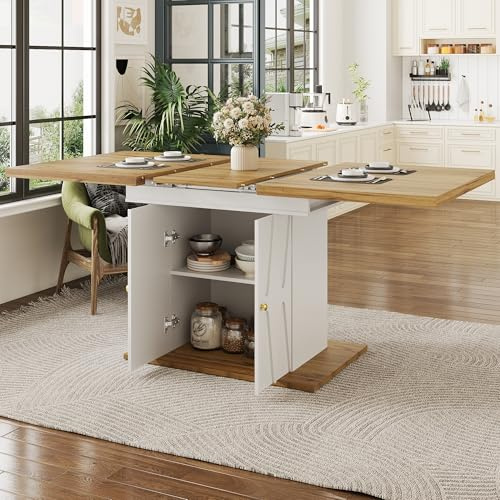 Kelodan Esstisch 110(140) x70x76.5 cm, Tisch mit Reliefmuster, Ausziehtisch für Küche & Wohnzimmer, mit Holzfurnier & Relief-Dekor