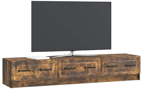 vidaXL TV-Schränk Geräucherte Eiche 147 x 34,5 x 27 cm Holzwerkstoff, Moderner Medien-Lowboard, Holzschrank, schickes Design, platzsparende Lösung für Dein Wohnzimmer, viel Stauraum