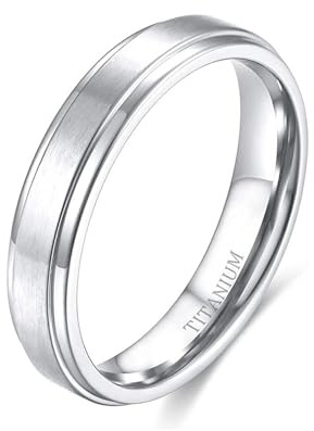 Epinki 4mm/6mm/8mm Ringe Hochzeit Herren Titanstahl, Gebürstet Verlobungsringe für Männer, Ringe Vintage Wasserfeste, Gr.47-70