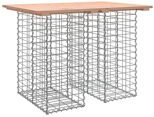 GPWERSDF Garden Table Gabion Design 100x70x72 cm Solid Douglas Wood Patio Table with Galvanised Steel Base