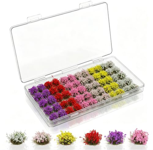 CIATBYYJ 60 Stück Modellbau Blumen Gras,Statische Blumen Gras | Miniatur Pflanzen,Künstlich Blumen Tufts,DIY Blumes Miniaturs für Zug Landschaft Eisenbahn Landschaft
