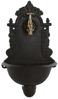 Alexandra House Living Fuente Hierro Colado 27x12,5x45 Marron, Marron Dorado