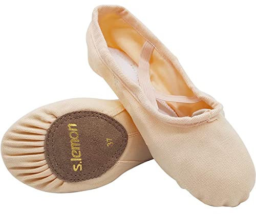 s.lemon Ballettschuhe Ballettschläppchen,Doppelschicht Leinwand Geteilte Sohle Ballett Schuh für Mädchen Kinder Damen Männer Rosa (41 EU)
