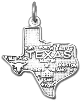 JewelryWeb Welcome to Lone Star State! Halskette mit Anhänger, 925er-Sterlingsilber, 20 x 22,5 mm, für Damen