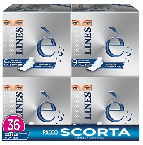Lines È Notte Assobenti in Lactifless con Ali, Confezione da 36