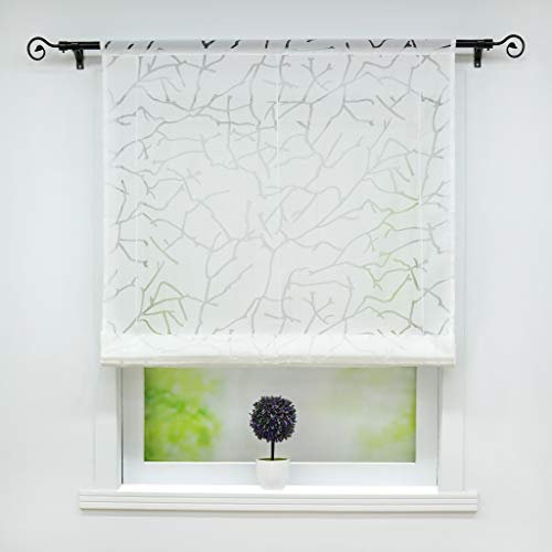 Joyswahl Voile Raffrollo Ausbrenner Raffgardinen mit Tunnelzug »Äste« Schals Fenster Gardine BxH 120x155cm Weiß 1er Pack