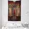 ABAKUHAUS Gotisch Wandteppich, Rotes Mittelalter in Kapelle Adler Porträt auf Wand Fantasy Gebäude Druck, aus Weiches Mikrofaser Stoff Wand Dekoration Für Schlafzimmer, 140 x 230 cm, Braun Rubin