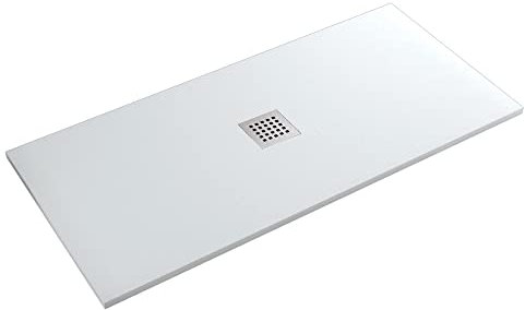 OLIMPO DOCCE - Piatto doccia in marmo resina effetto pietra con foro centrale Bianco Chic - 75x120