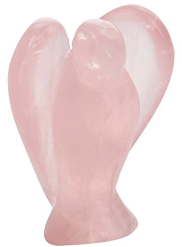 Nupuyai Engel Edelstein Schutzengel Figur Kristall Taschenengel Heilstein Talisman Glücksbringer Engelsstatue Fengshui Dekoration(Rosenquarz)