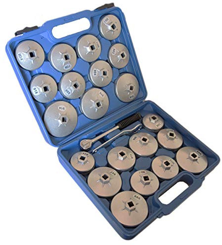 topolenashop Set kit chiave a tazza per filtro olio 23 pz auto con chiave a crichetto