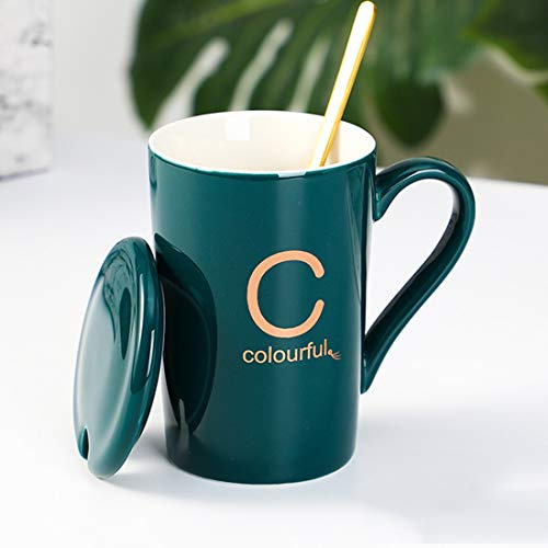 JIUJ Initial Mug Letter Cup Fine Bone Porcelain Cup for Home, Office & Personalised Gifts (C)