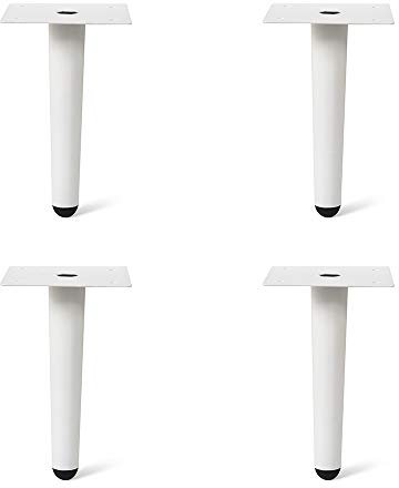 4un. Pied conique meuble nordique table scandinave en acier laqué en peinture blanc. Hauteur 150mm