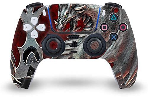 Head Case Designs Officially Licensed Christos Karapanos Talisman Silver Art Mix Matte Vinyl Faceplate Sticker Gaming Skin Decal Cover Compatible With Sony PlayStation 5 PS5 DualSense Controller