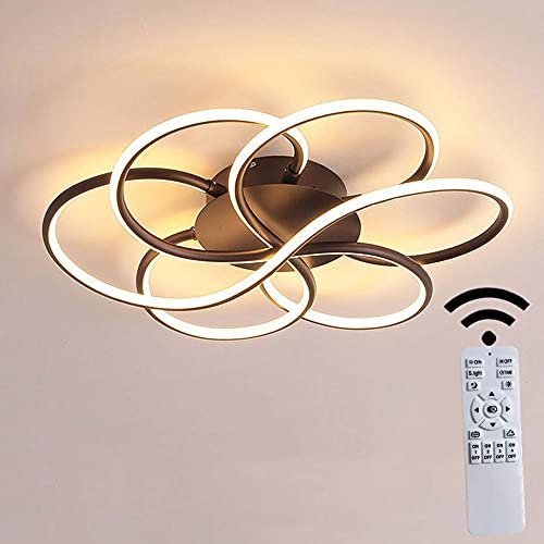 Lichtsse 72W 6120LM LED Deckenleuchte, Moderne Braun Wohnzimmerlampe Kreative Blume Dimmbare Deckenleuchte, Kreative Aluminium Deckenlampe Für Kinderzimmer, Küche und Büro, Schlafzimmer, Φ60 * H13cm
