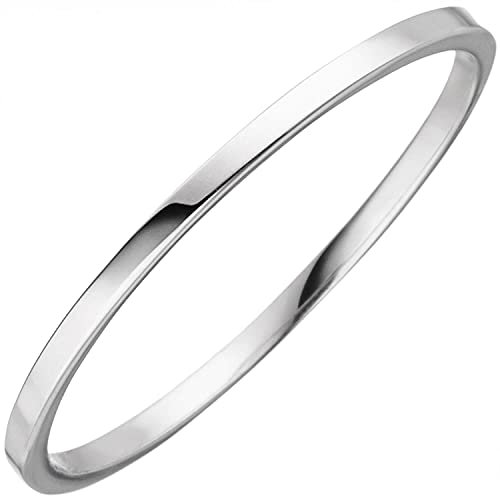 Schmaler Ring aus 333 Gold Weißgold B: 1,2mm flach glänzend schlicht, Ringgröße:Innenumfang 54mm ~ Ø17.2mm