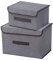 Yuechenggui 2 Pcs Fabric Foldable Storage Boxes with Lids (2 Size), Grey Collapsible Storage Bins with Handles for Toy, Books, Bedroom Closet Office Living Room
