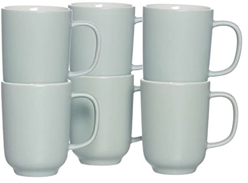 Ritzenhoff & Breker Kaffeebecher Jasper, 6er Set, Mint, 285 ml, Steinzeug, Becher mit Henkel & Soft-Touch-Haptik, Matte Außenglasur