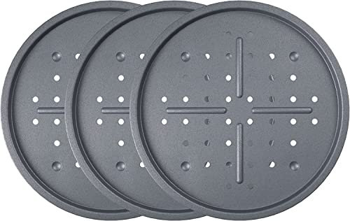 Kitcheneur Confezione da 3 teglie da forno grandi perforate da 33,5 cm, per pizza con fori, teglia antiaderente per pizza, facili da pulire e lavabili in lavastoviglie