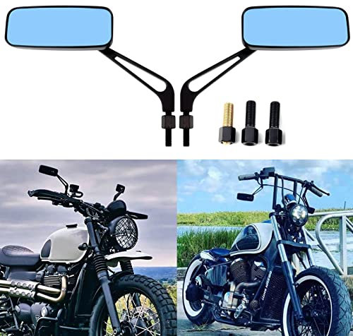 BREDUXSER 8mm 10mm Motorrad Rechteck Rückspiegel Wing Seitenspiegel Für Cruiser Scooter Chopper Touring Bobber Street Bike Cafe Racer ATV
