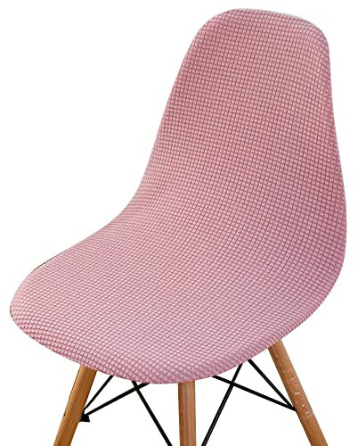 Highdi Lot de 1/2/4/6 Housse de Chaise Scandinaves Jacquard, Housse Chaise de Salle à Manger Couleur Unie, Couverture de Chaise sans Accoudoirs pour Cuisine, Salon, Bureau (Rose,4 Pieces)
