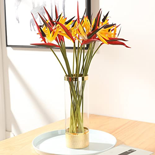 NatureMan Lot de 10 fleurs artificielles oiseau du paradis - 57 cm - Fleurs tropicales hawaïennes Strelitzia - Plante verte pour décoration de maison, jardin, bureau, véranda, décoration de mariage