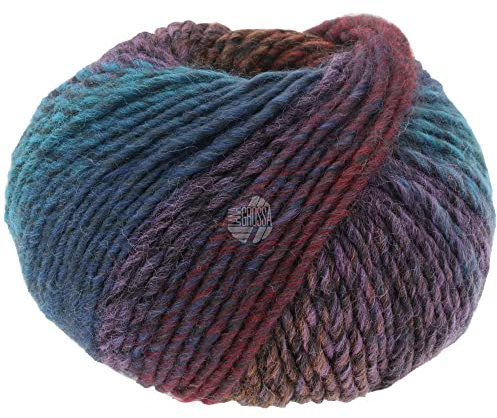 LANA GROSSA Colors for You | Voluminöses Dochtgarn mit Farbverlauf | Handstrickgarn aus 55% Schurwolle & 45% Polyacryl | 50g Wolle zum Stricken & Häkeln | 90m Garn FB 137