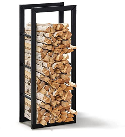 Camden Log Firewood Holder - Black Power Coated Steel Fireside Furniture - 100cm (H) x 24cm (W) x 40cm (L)