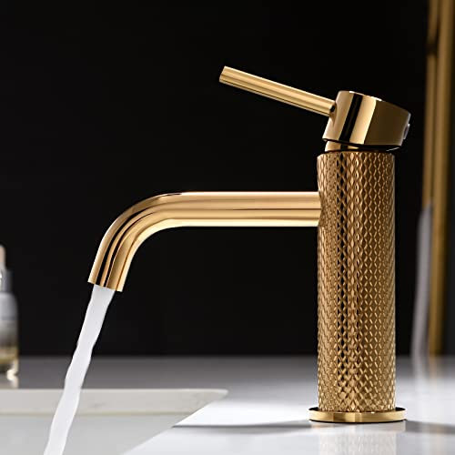 TIMACO Mitigeur de Salle de Bain - Robinet de Lavabo Or
