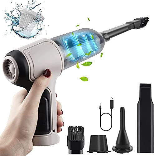YLWX Aspirador Soplador de Mano de InaláMbrico, Mini Aspiradora de Coche 4 en 1 de 120W, Wireless Handheld Car Vacuum Cleaner