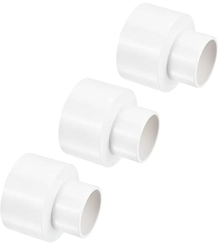PATIKIL PVC Reducer Pipe Fitting 63mm to 40mm ID, 3 Pack Straight Coupling Adapter Connector, White