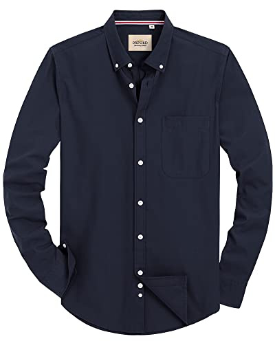 J.VER Shirt for Men Adult Long Sleeve Oxford Button Down Business Smart Casual Work Formal Fashion Regular Fit Dress Shirts Blue XL