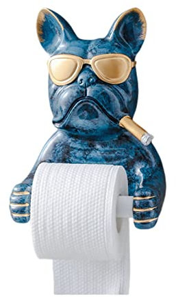 Support Mural adhésif Porte Papier Toilette Chiens Porte Papier Toilette Résine pour Papier Toilette Décoration d'appartement de Salle de Bain 24 5 cm (9 Pouces) -Bleu