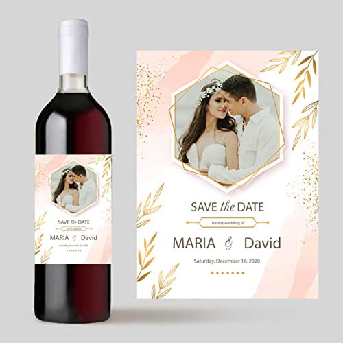 20 Stück benutzerdefinierte Hochzeit Wein Etiketten Sticks,Hochzeit benutzerdefinierte Aufkleber fügen Sie Ihr Bild, Süßigkeiten Gefälligkeiten Geschenk Flasche Etiketten (5,9 x 12,7 cm)