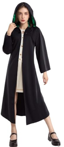 Amycute Cosplay Mantel für Erwachsener Unisex Cosplay Kostüm, Cosplay Halloween Party Kostüm Umhang mit Stirnband und Ring (Schwarz, 145-160cm)