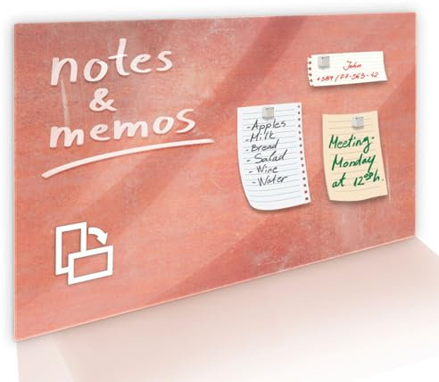 Floordirekt Glasboard Präsentationsboard - Whiteboard - Magnettafel - Magnetboard lackiert oder Glas - magnetisch & beschreibbar - Schreibtafel Magnetwand Wandtafel (Rot 46 x 91 cm)